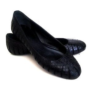 BALENCIAGA snake leather black ballet flats  FR 36